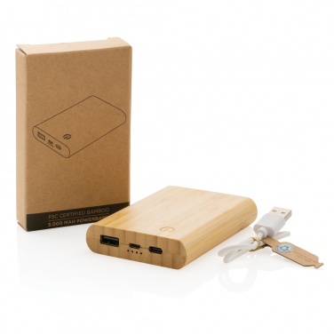 Logo trade corporate gift photo of: Bamboo 5.000 mAh powerbank