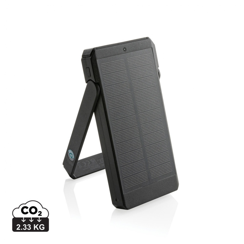 Logo trade promotional gifts picture of: Skywave RCS recycled plastic solar powerbank 10000 mAh