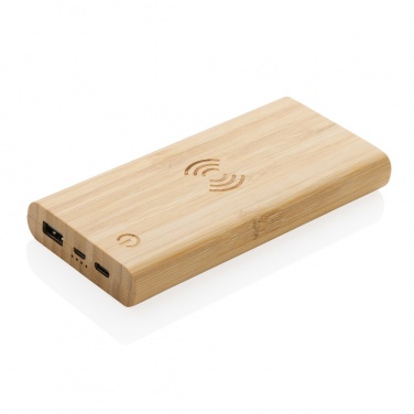 Logo trade promotional items image of: Bamboo 8.000 mAh 5W wireless powerbank