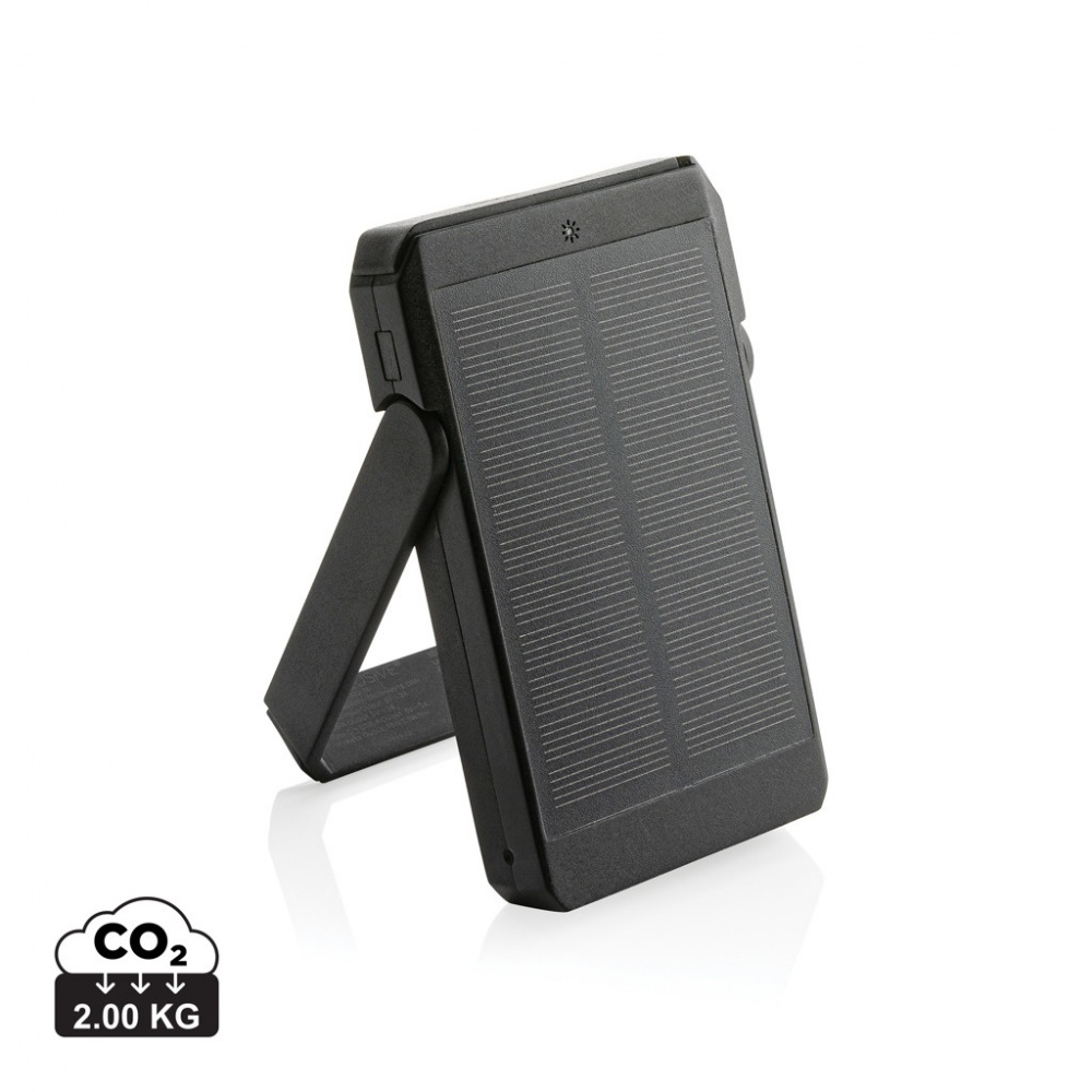 Logo trade corporate gifts picture of: Skywave RCS rplastic solar powerbank 5000 mAh 10W wireless