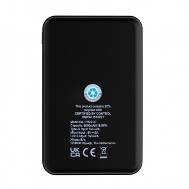 Logo trade promotional giveaways picture of: RCS recycled plastic 5.000 mAh Powerbank