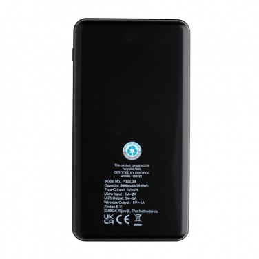 Logo trade advertising products image of: RCS recycled plastic 8000 mAh Wireless Powerbank