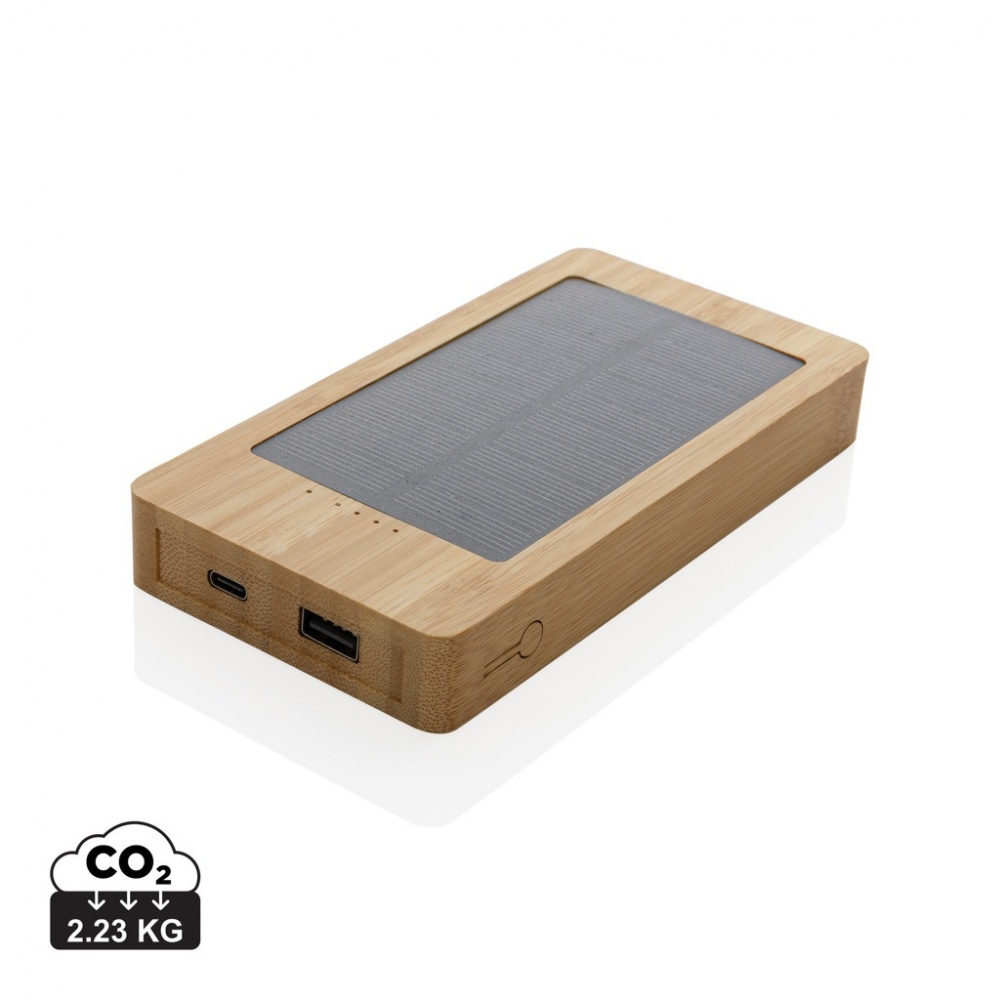 Logo trade promotional gifts image of: Sunwick 10.000 mAh Bamboo solar powerbank