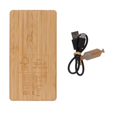 Logotrade promotional merchandise image of: Sunwick 10.000 mAh Bamboo solar powerbank