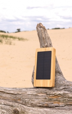 Logo trade promotional items image of: Sunwick 10.000 mAh Bamboo solar powerbank