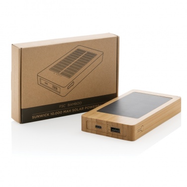 Logo trade promotional product photo of: Sunwick 10.000 mAh Bamboo solar powerbank