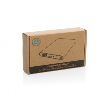 Logo trade promotional gift photo of: RCS recycled plastic/aluminum 4000 mah powerbank with type C