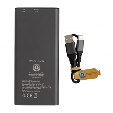 Logo trade promotional merchandise photo of: Terra RCS recycled 20W aluminium powerbank 20.000 mAh