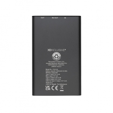 Logo trade promotional gift photo of: Terra RCS recycled aluminium 5000 mAh powerbank 5W wireless