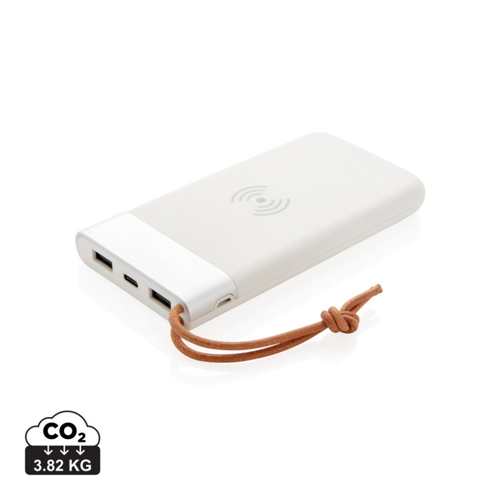 Logo trade promotional item photo of: Aria 8.000 mAh 5W wireless charging powerbank