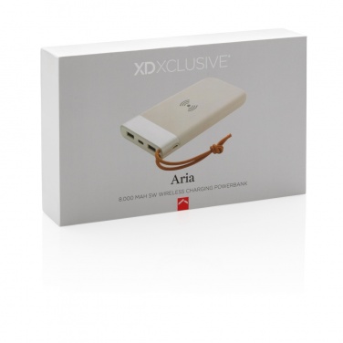 Logo trade promotional merchandise image of: Aria 8.000 mAh 5W wireless charging powerbank