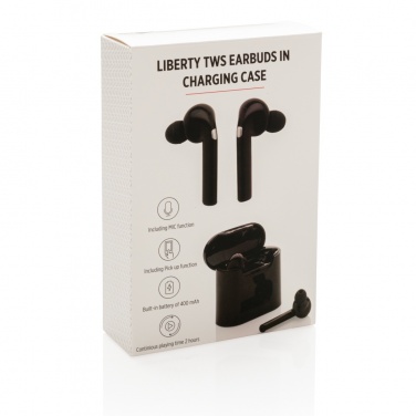 Logo trade business gift photo of: Liberty wireless earbuds in charging case