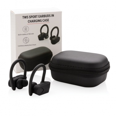 Logo trade promotional merchandise image of: TWS sport earbuds in charging case