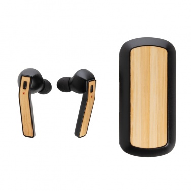 Logotrade promotional merchandise photo of: Bamboo Free Flow TWS earbuds in case