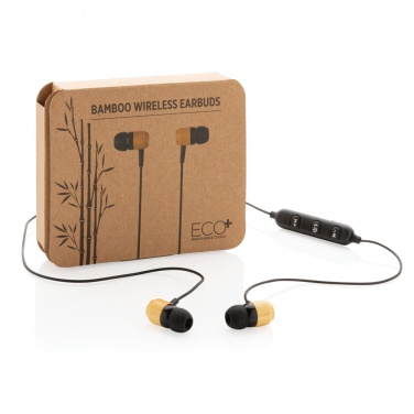 Logotrade promotional item image of: Bamboo wireless earbuds