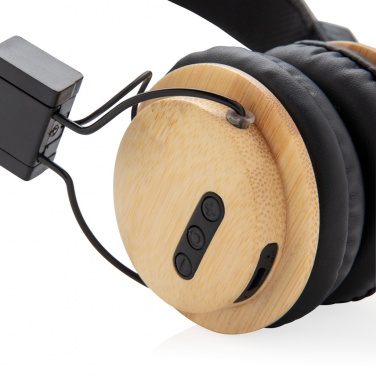 Logo trade promotional giveaways picture of: Bamboo wireless headphone