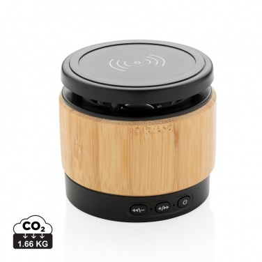 Logo trade business gift photo of: Bamboo wireless charger speaker