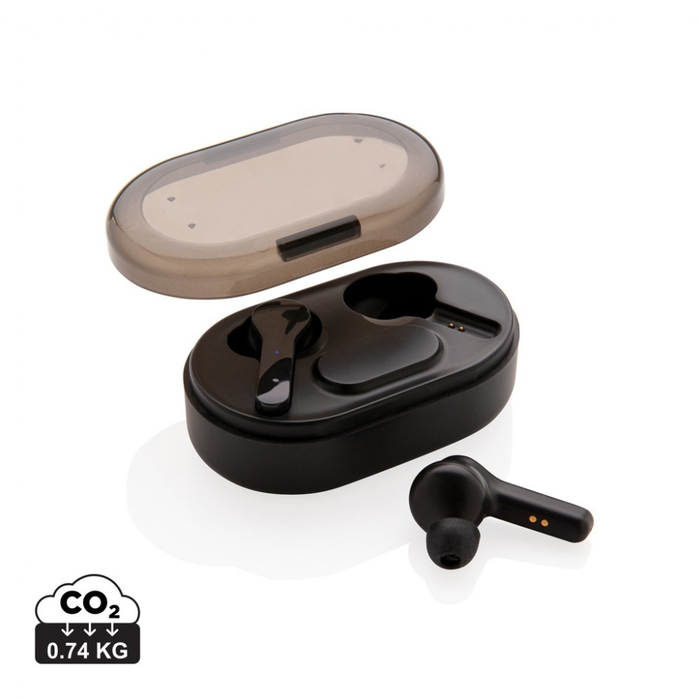 Logotrade promotional item image of: Light up logo TWS earbuds in charging case