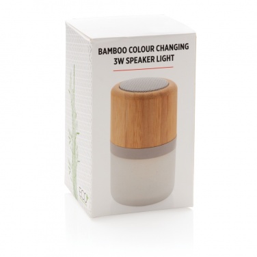 Logo trade promotional gifts picture of: Bamboo colour changing 3W speaker light