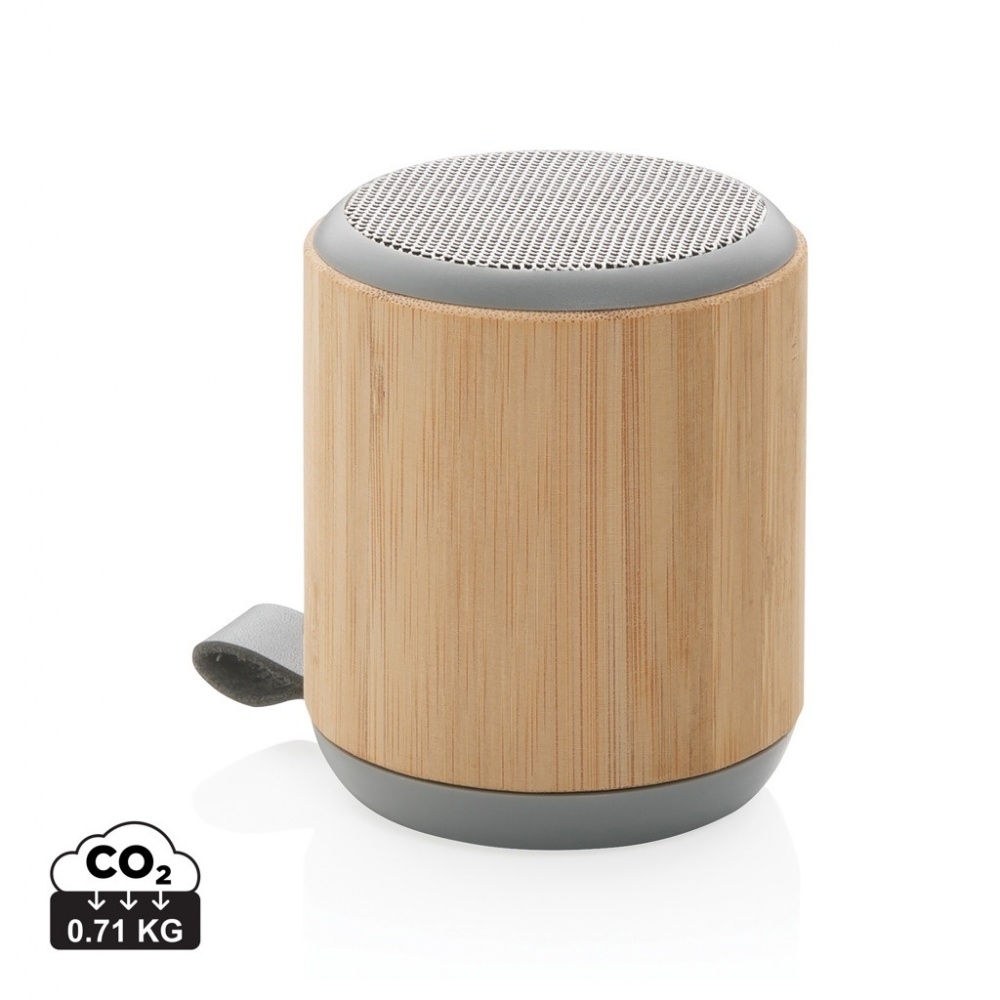 Logo trade advertising products image of: Bamboo and fabric 3W wireless speaker