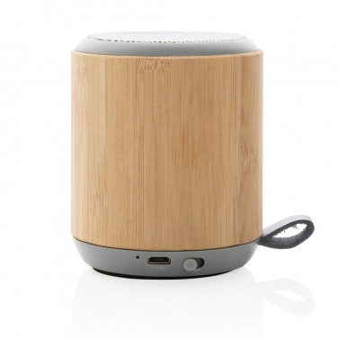 Logo trade advertising products picture of: Bamboo and fabric 3W wireless speaker