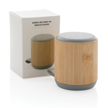 Logo trade promotional items picture of: Bamboo and fabric 3W wireless speaker