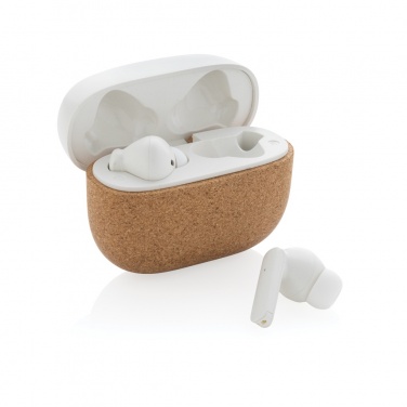 Logo trade business gift photo of: Oregon RCS recycled plastic and cork TWS earbuds