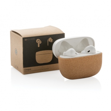 Logotrade promotional gift picture of: Oregon RCS recycled plastic and cork TWS earbuds