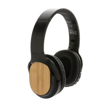 Logo trade promotional gifts image of: RCS and bamboo Elite Foldable wireless headphone