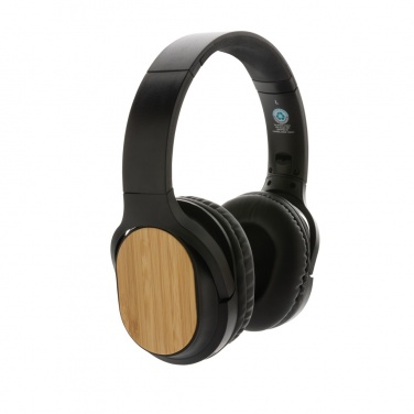 Logo trade promotional products image of: RCS and bamboo Elite Foldable wireless headphone