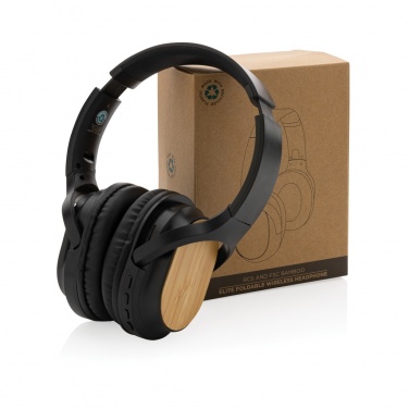 Logo trade promotional merchandise photo of: RCS and bamboo Elite Foldable wireless headphone