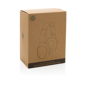 Logotrade promotional item image of: RCS and bamboo Elite Foldable wireless headphone