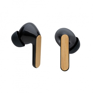 Logo trade promotional item photo of: Bamboo TWS earbuds with RCS recycled plastic