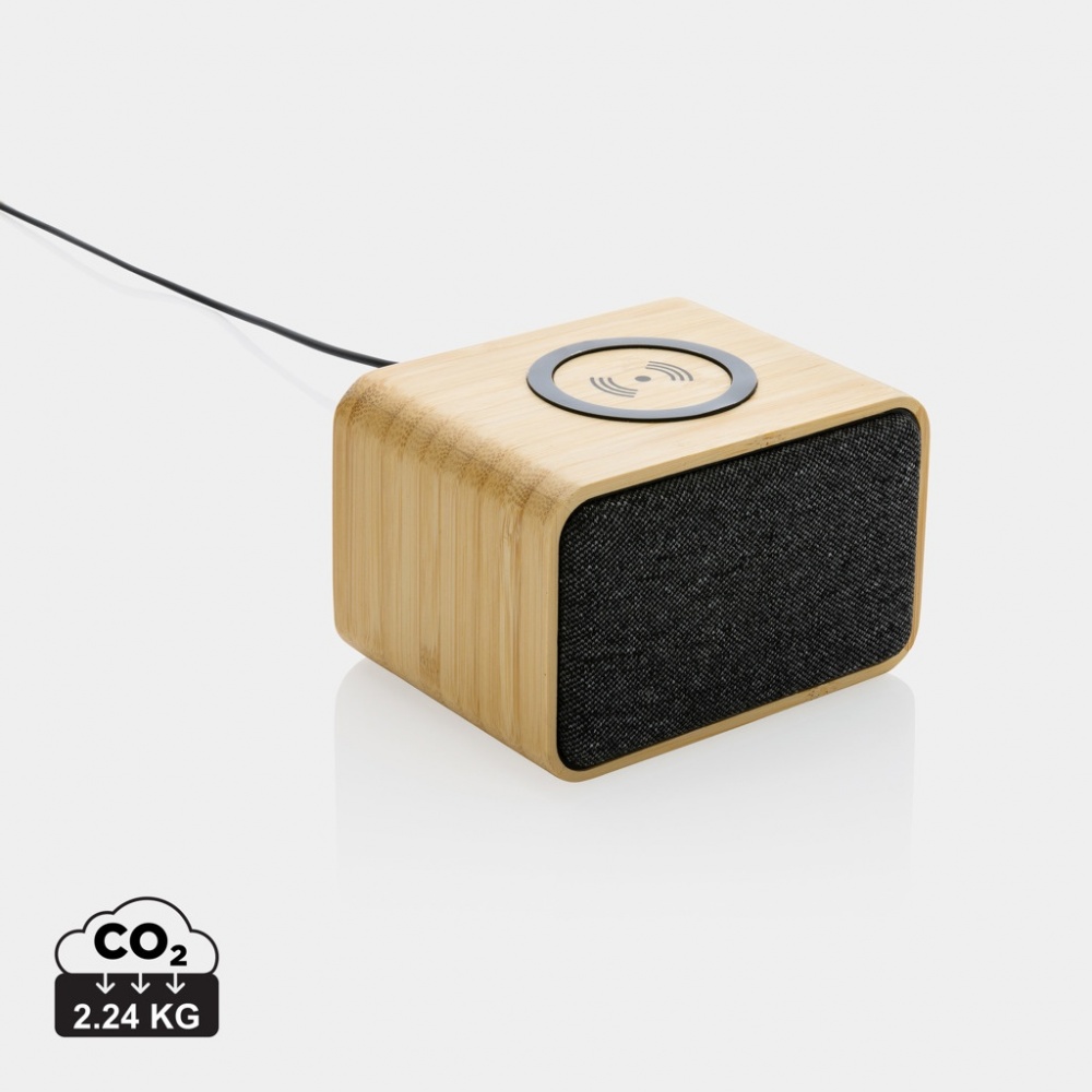 Logo trade promotional merchandise photo of: RCS Rplastic 3W speaker with bamboo 5W wireless