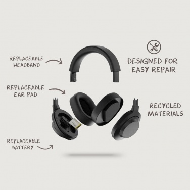 Logotrade promotional product picture of: Irvine RCS recycled and repairable ANC wireless headphone