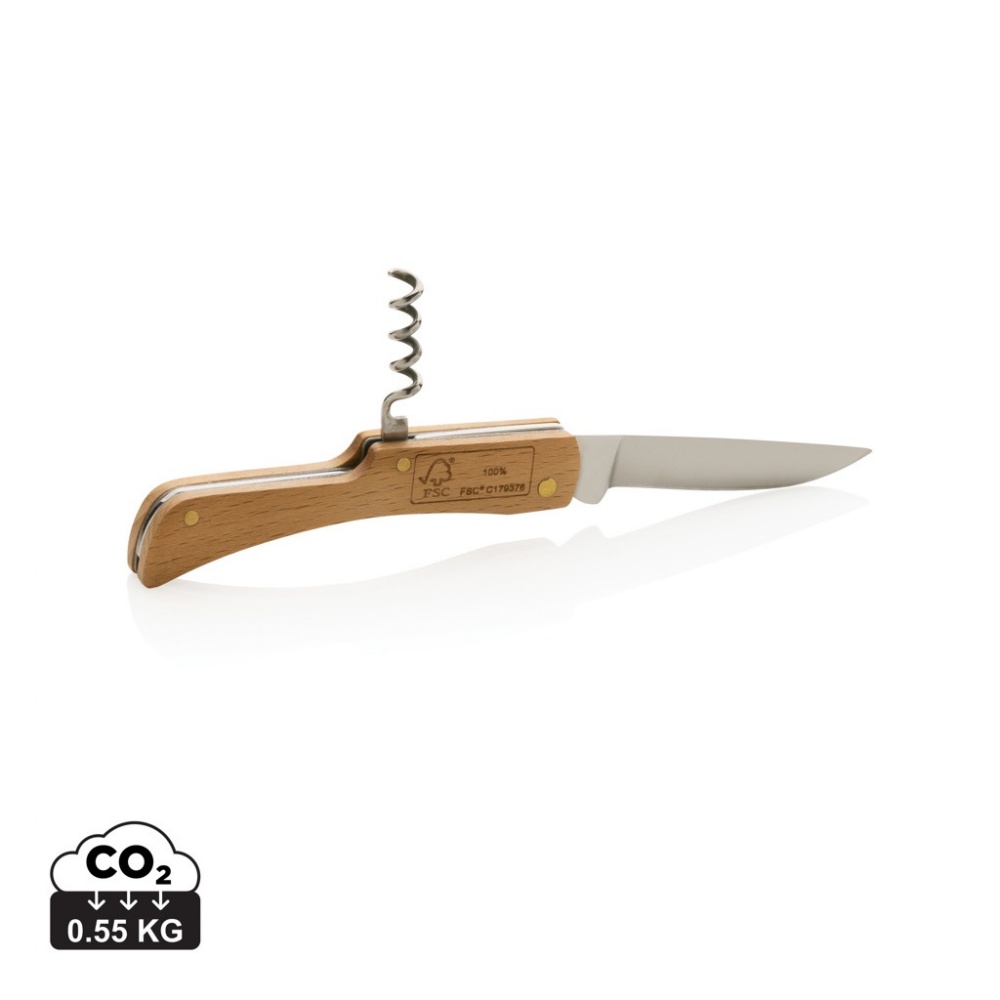 Logo trade promotional giveaways image of: Wooden knife with bottle opener