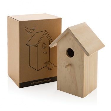 Logo trade advertising products image of: Wooden birdhouse