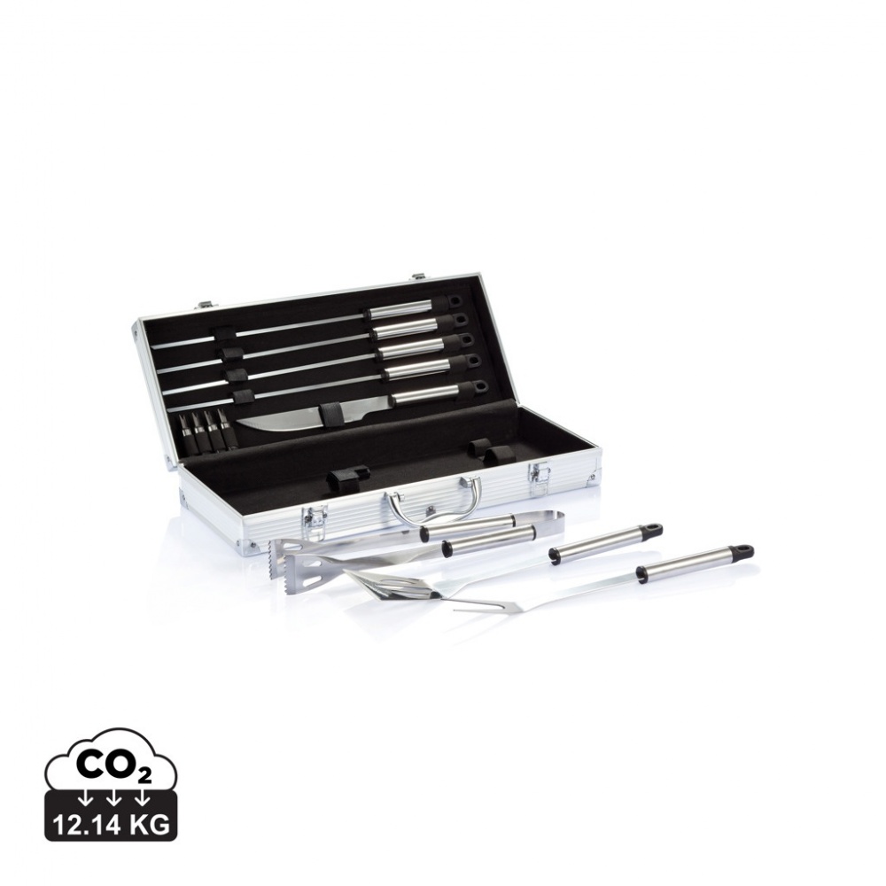 Logo trade promotional items picture of: 12 pcs barbecue set in aluminium box