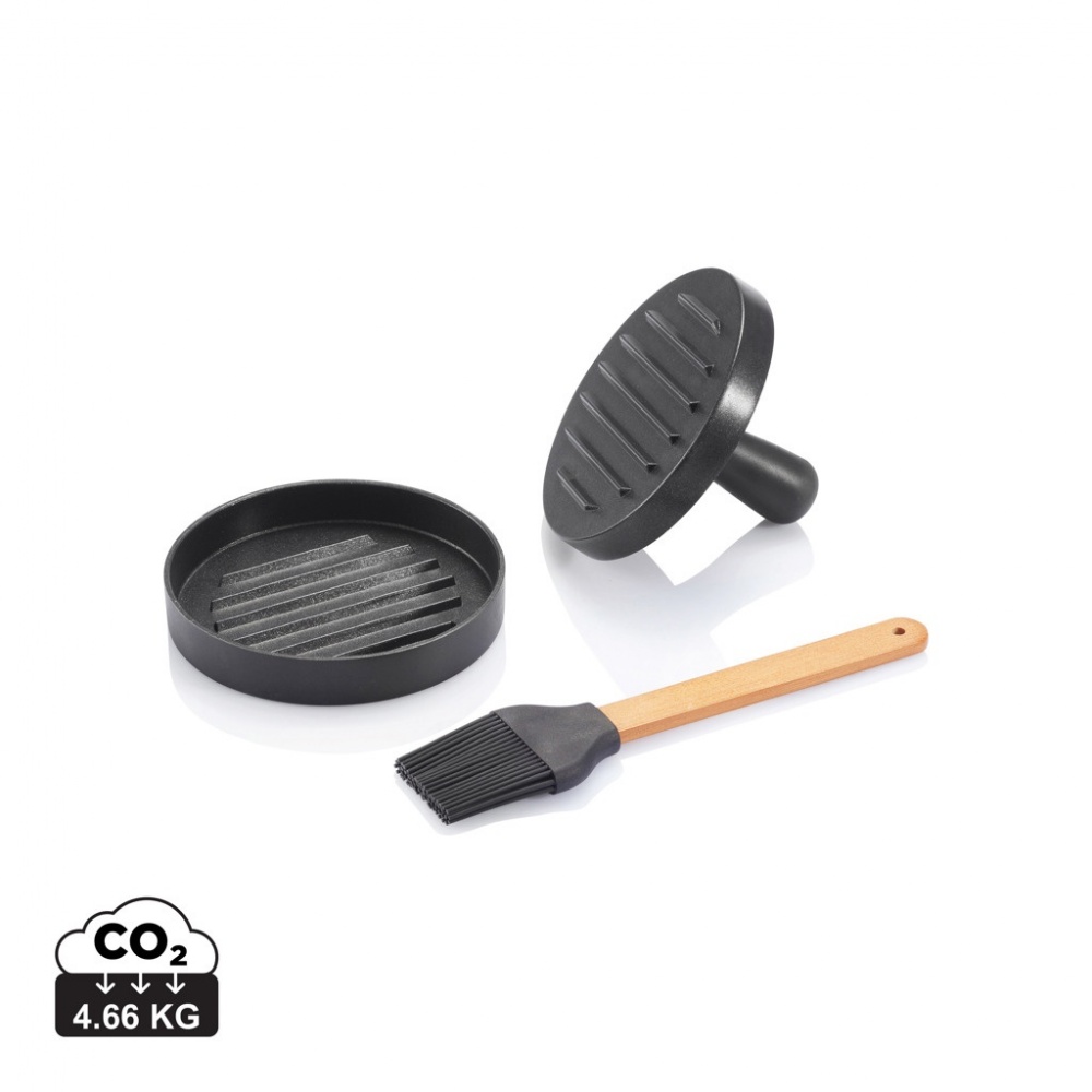 Logo trade promotional merchandise photo of: BBQ set with hamburger press and brush