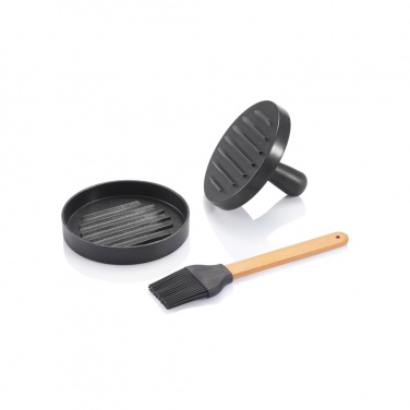 Logo trade promotional products image of: BBQ set with hamburger press and brush