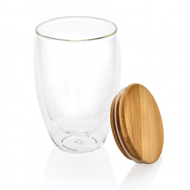 Logo trade promotional product photo of: Double wall borosilicate glass with bamboo lid 350ml