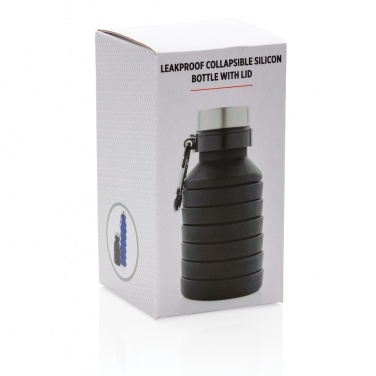 Logo trade promotional merchandise image of: Leakproof collapsible silicone bottle with lid