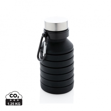 Logo trade advertising products picture of: Leakproof collapsible silicone bottle with lid