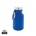 Leakproof collapsible silicone bottle with lid, blue