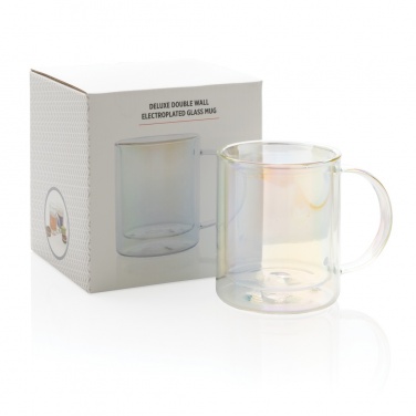 Logo trade promotional giveaways picture of: Deluxe double wall electroplated glass mug