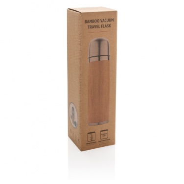 Logo trade advertising products image of: Bamboo vacuum travel flask