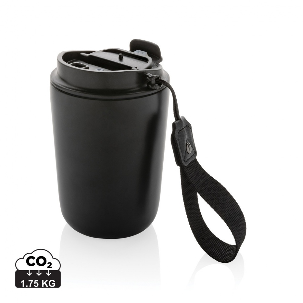 Logo trade corporate gifts image of: Cuppa RCS re-steel vacuum tumbler with lanyard