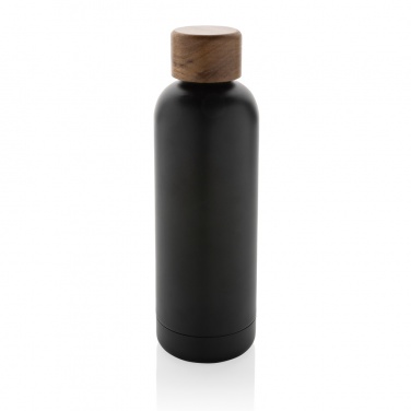 Logo trade promotional gifts image of: Wood RCS certified recycled stainless steel vacuum bottle