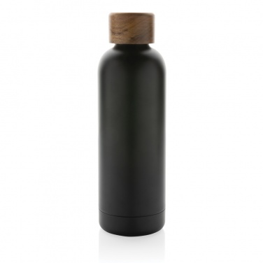 Logo trade promotional items image of: Wood RCS certified recycled stainless steel vacuum bottle