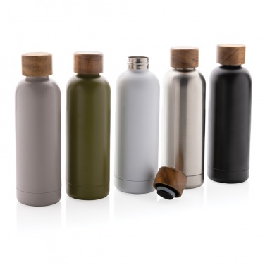 Logotrade promotional giveaway image of: Wood RCS certified recycled stainless steel vacuum bottle